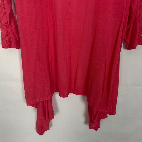 French Laundry Open Front Crochet Pink Cardigan Size L - Picture 8 of 11